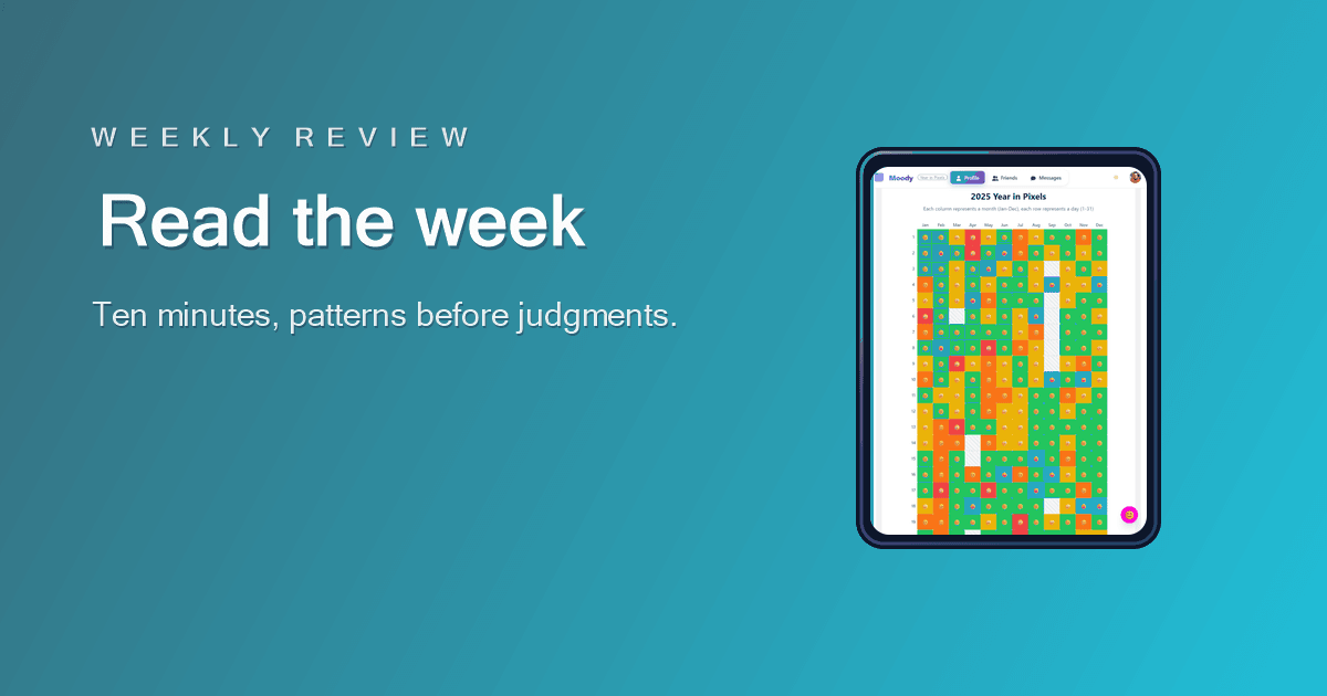 Moody weekly and yearly mood history for review