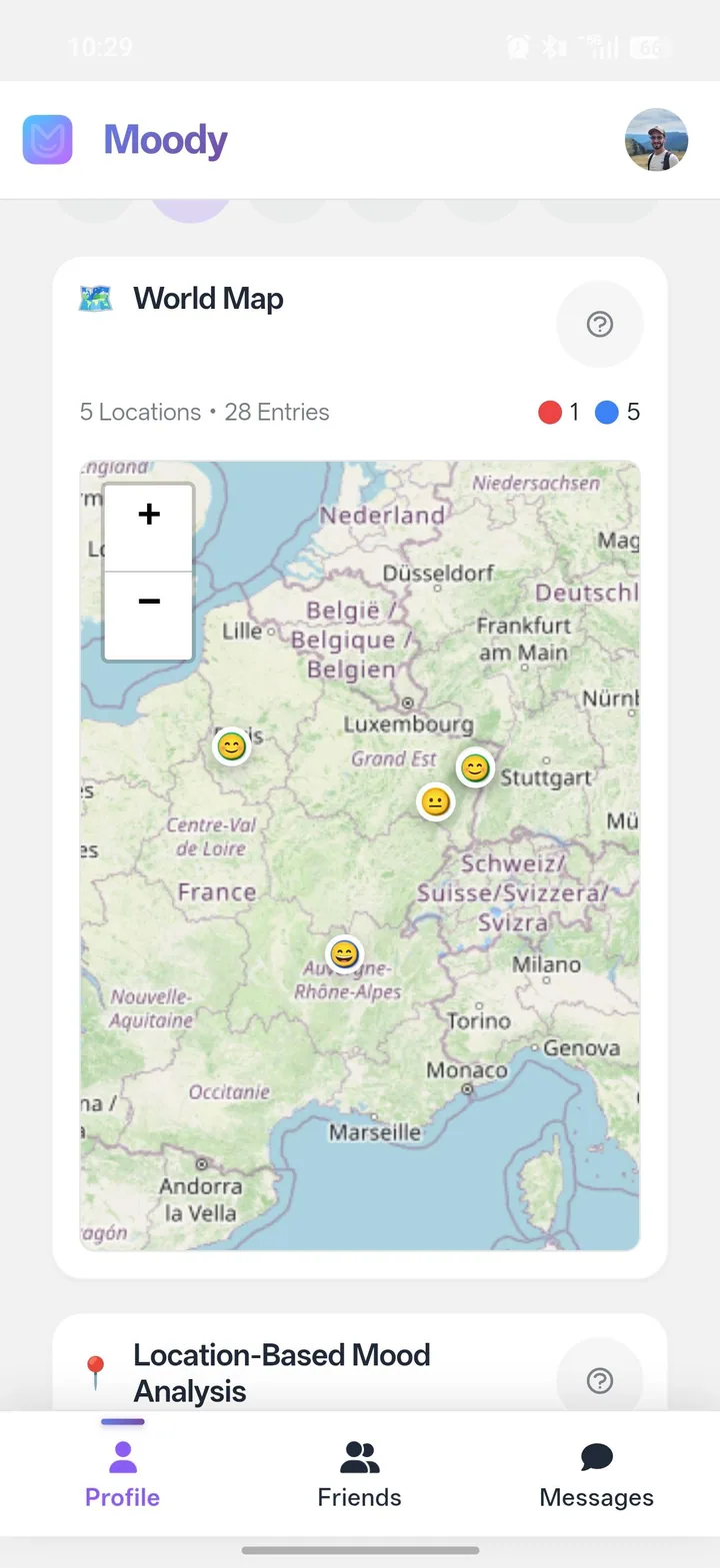 World map of mood locations